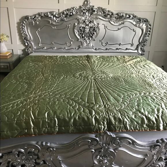 Art Deco coverlet reversible gold/green - Picture 1 of 8
